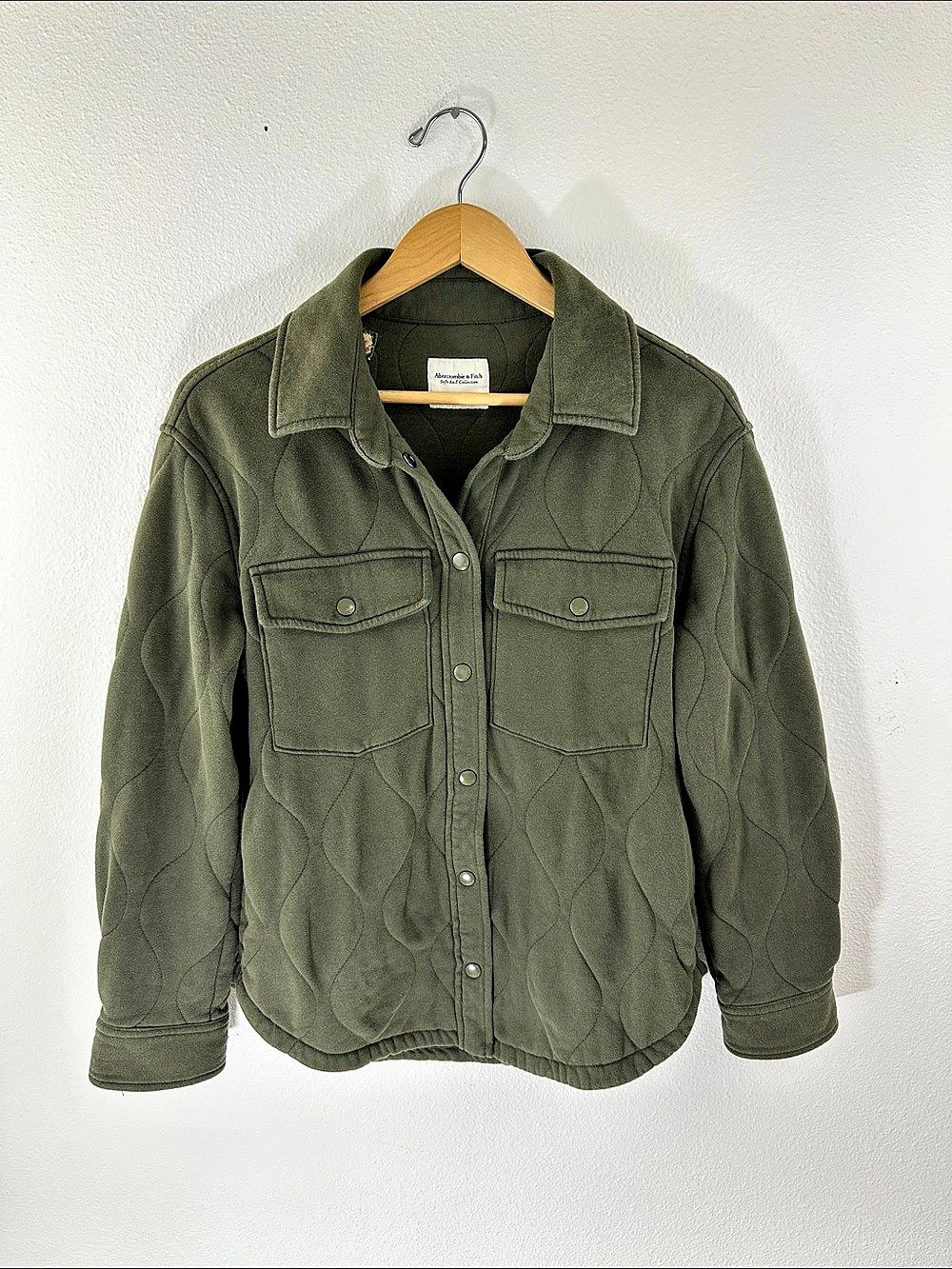 Abercrombie & Fitch Soft A&F Collection quilted jacket utility style Small green